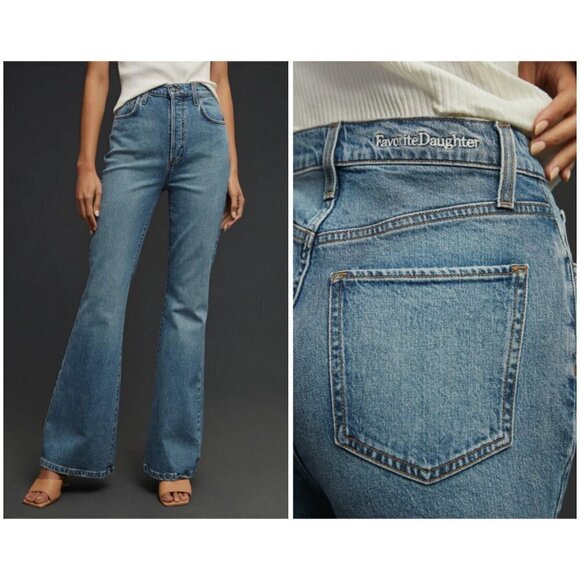 💕FAVORITE DAUGHTER💕 Valentina Flare Jeans ~ Super High Rise Studio Blue 25 NWT - Picture 8 of 16